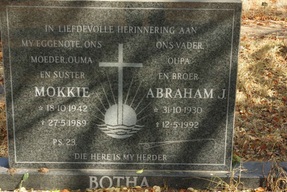 BOTHA Abraham J. 1930-1992 & Mokkie 1942-1989