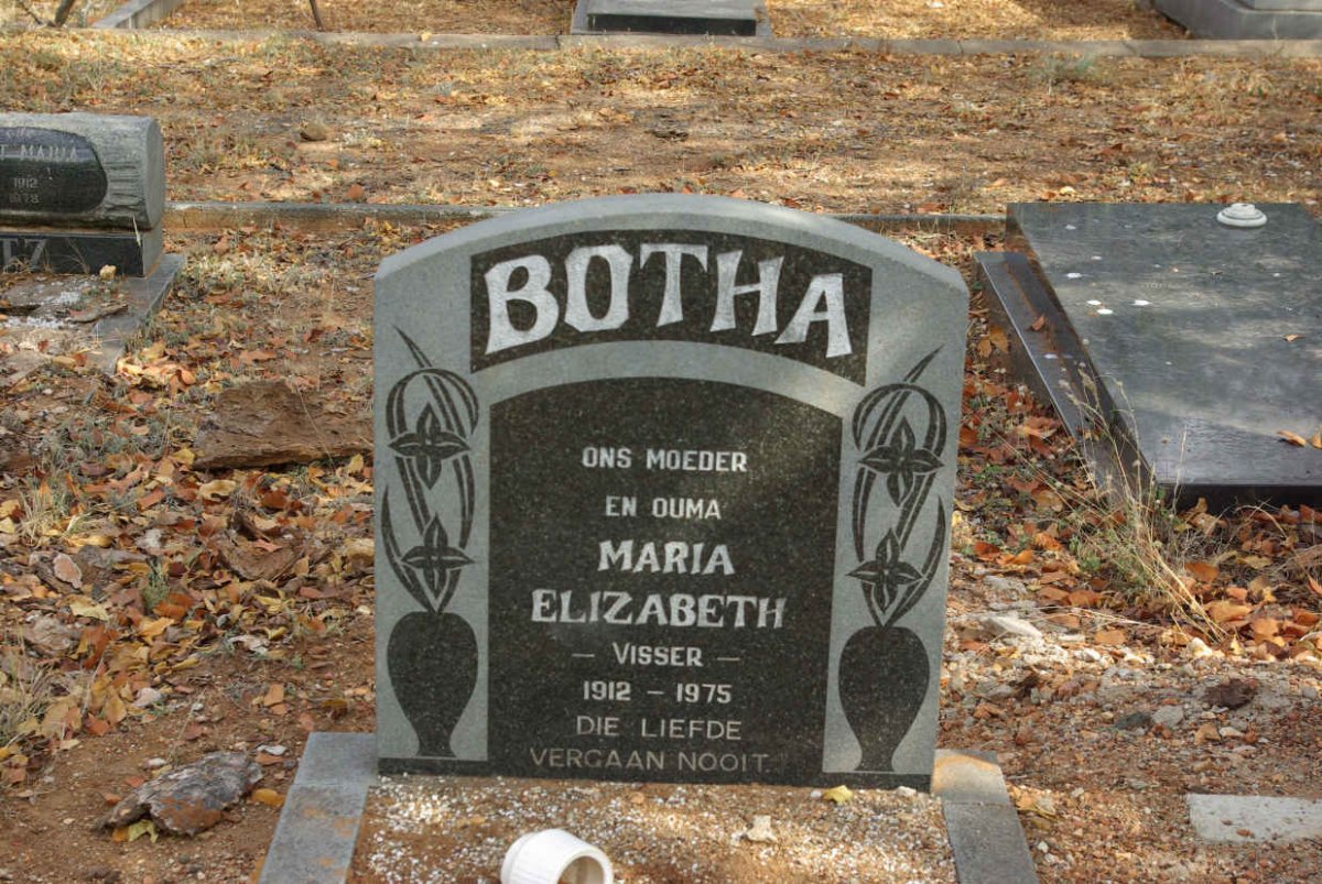 BOTHA Maria Elizabeth nee VISSER 1912-1975