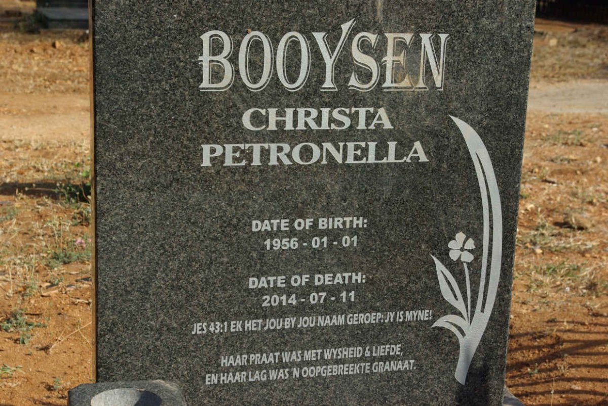 BOOYSEN Christa Petronella 1956-2014
