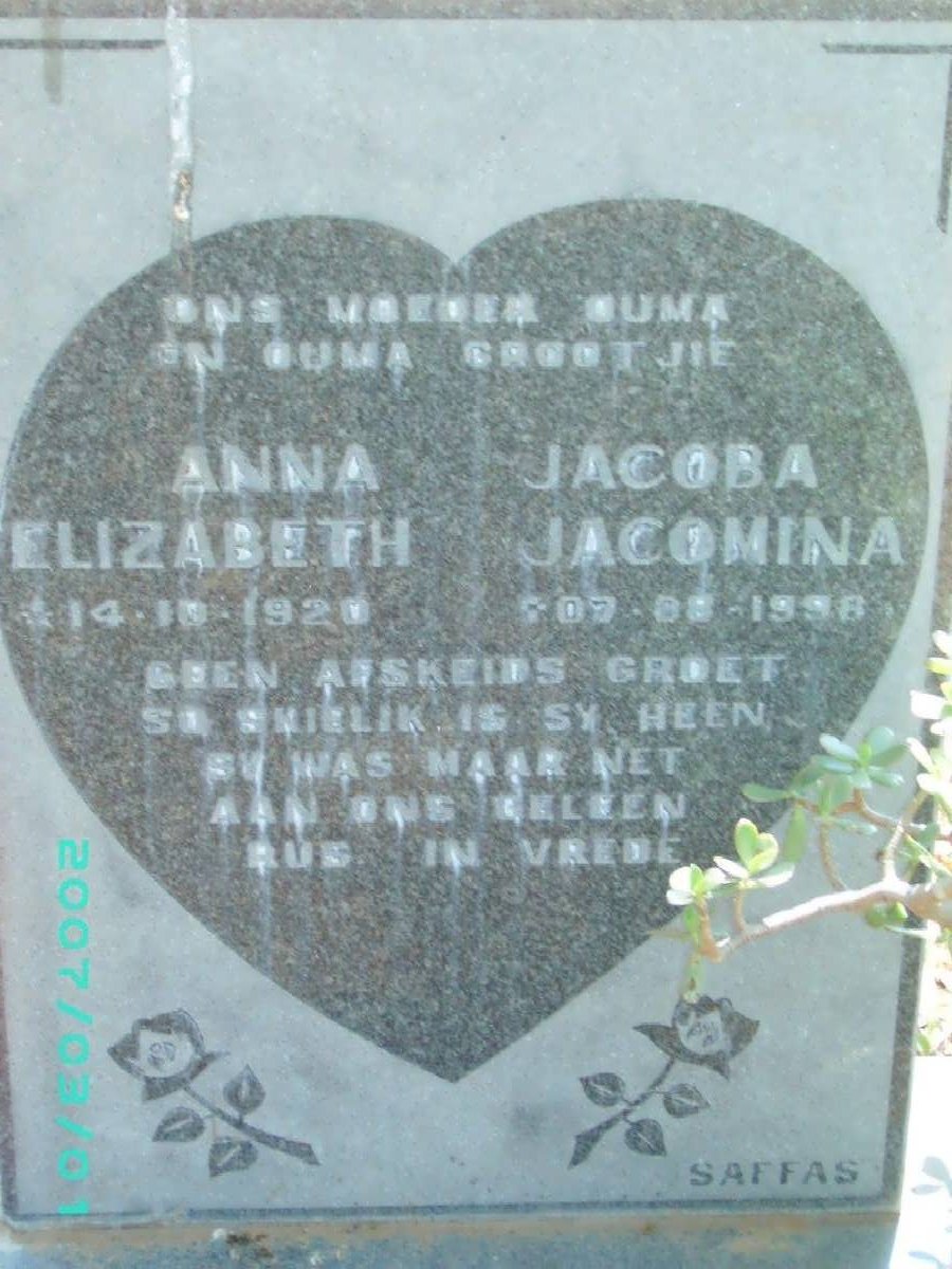BEER Anna Jacoba Elizabeth Jacomina, de 1920-1998