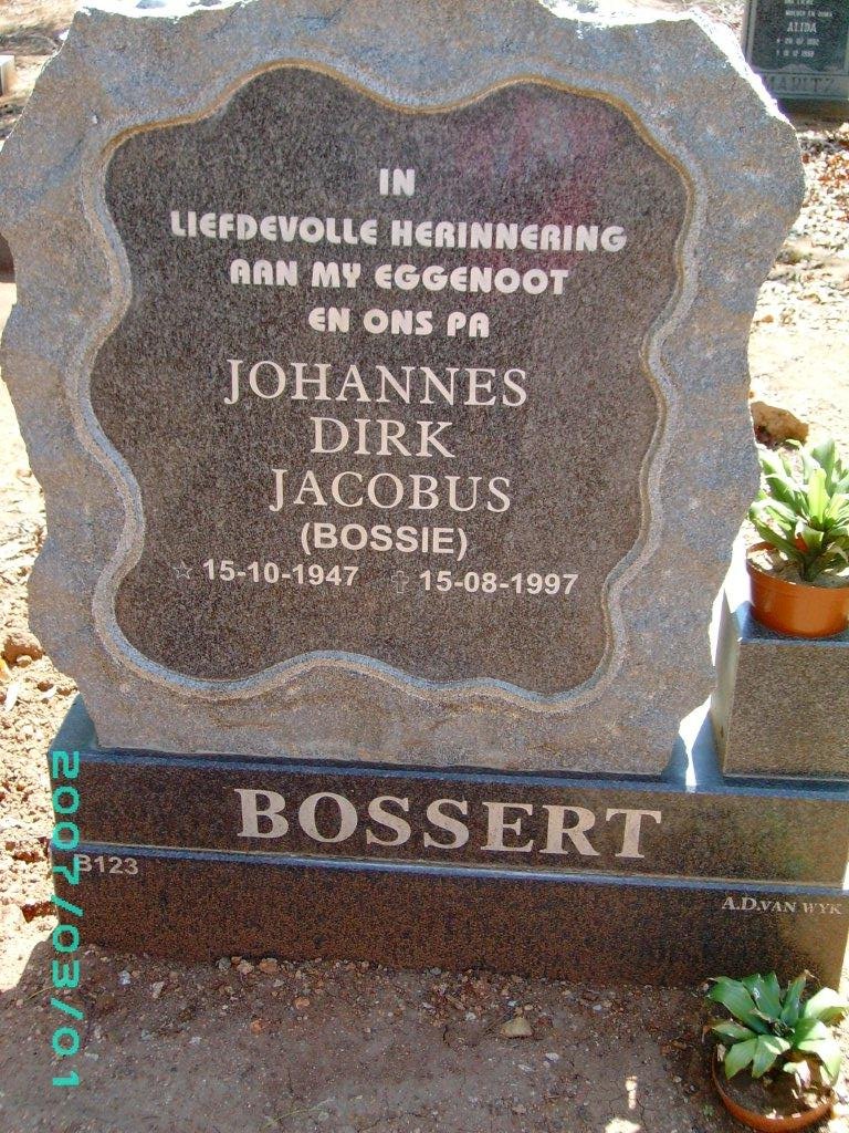 BOSSERT Johannes Dirk Jacobus 1947-1997