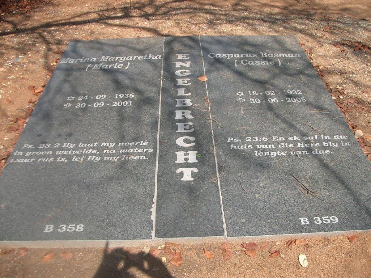 ENGELBRECHT Casparus Rosman 1932-2005 &amp; Marina Margaretha 1936-2001