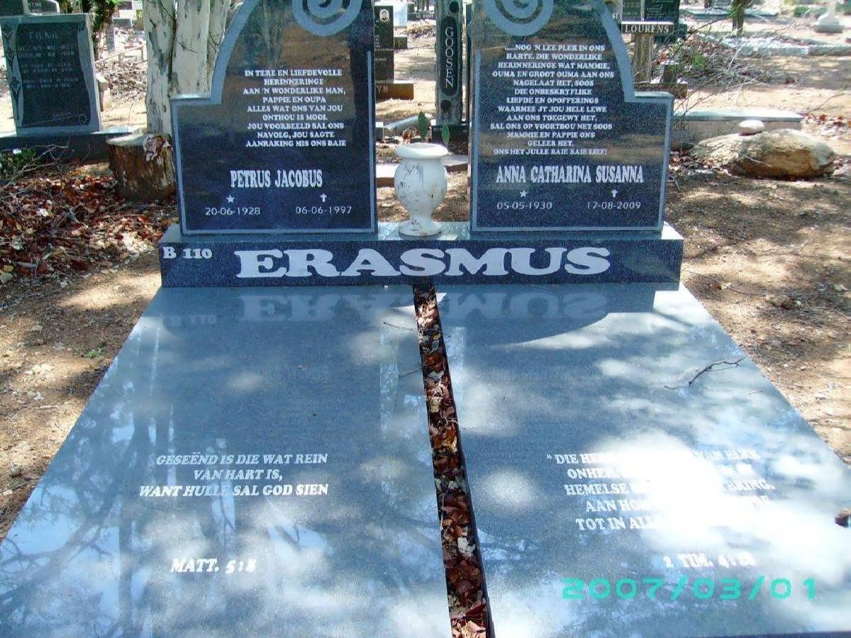 ERASMUS Petrus Jacobus 1928-1997 &amp; Anna Catharina Susanna 1930-2009