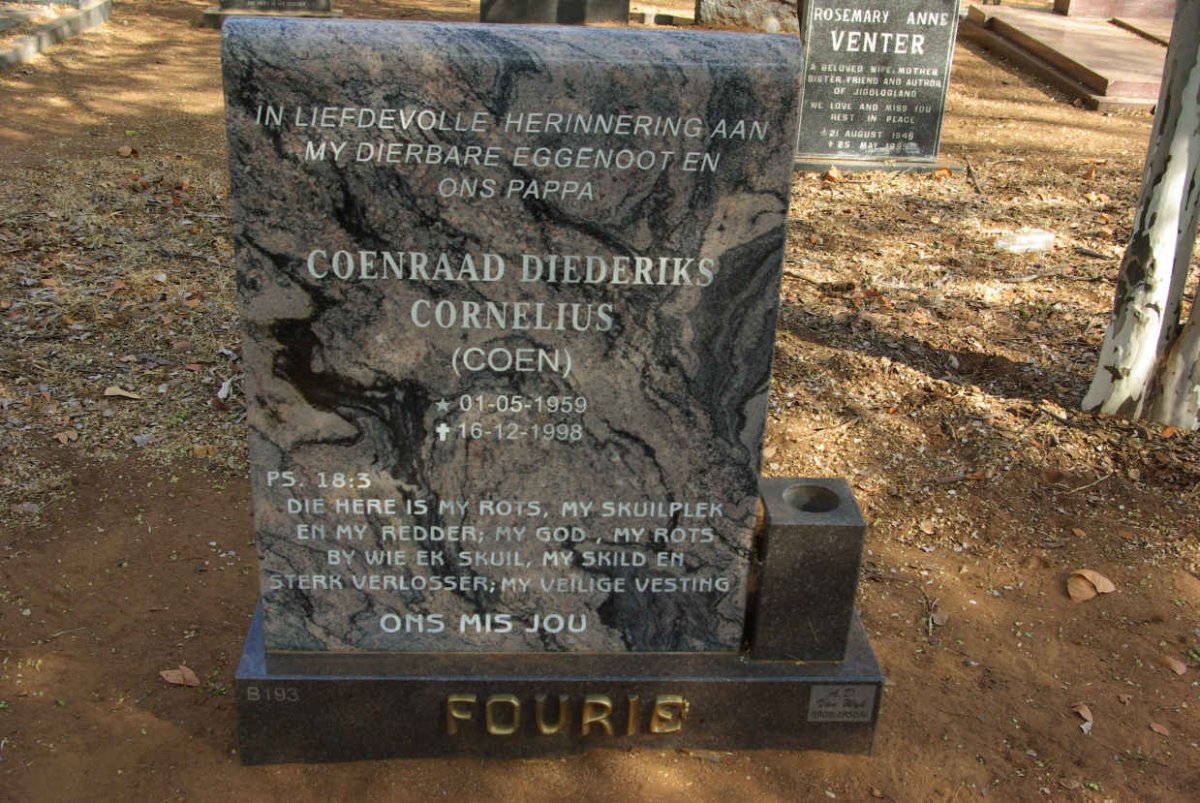 FOURIE Coenraad Diederiks Cornelius 1959-1998