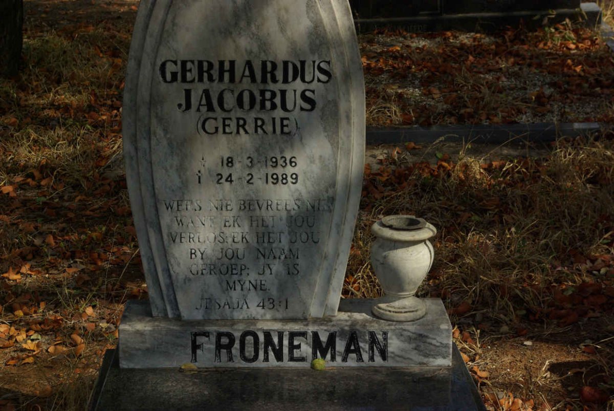 FRONEMAN Gerhardus Jacobus 1936-1989