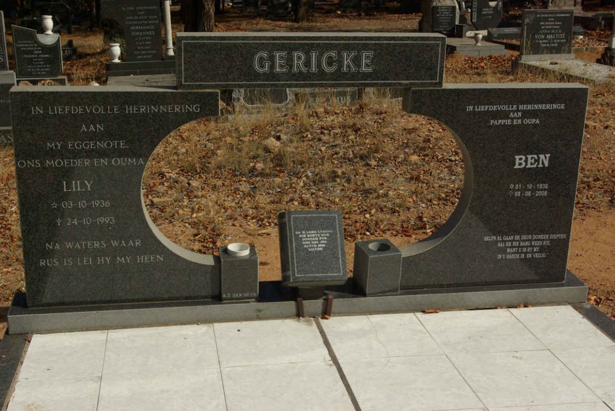 GERICKE Ben 1936-2008 & Lily 1936-1993