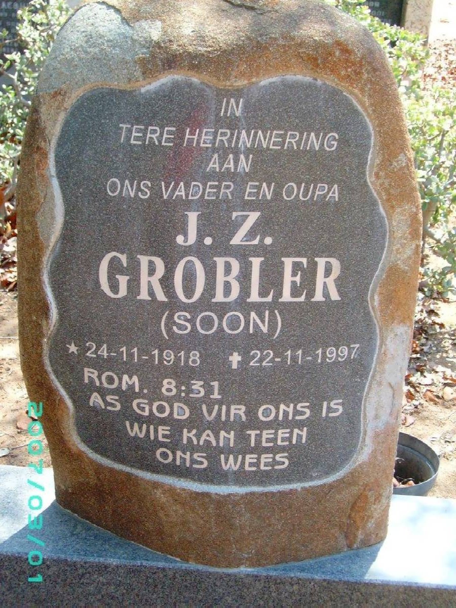 GROBLER J.Z. 1918-1997