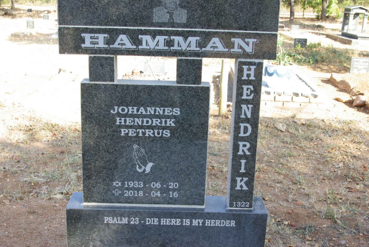 HAMMAN Johannes Hendrik Petrus 1933-2018