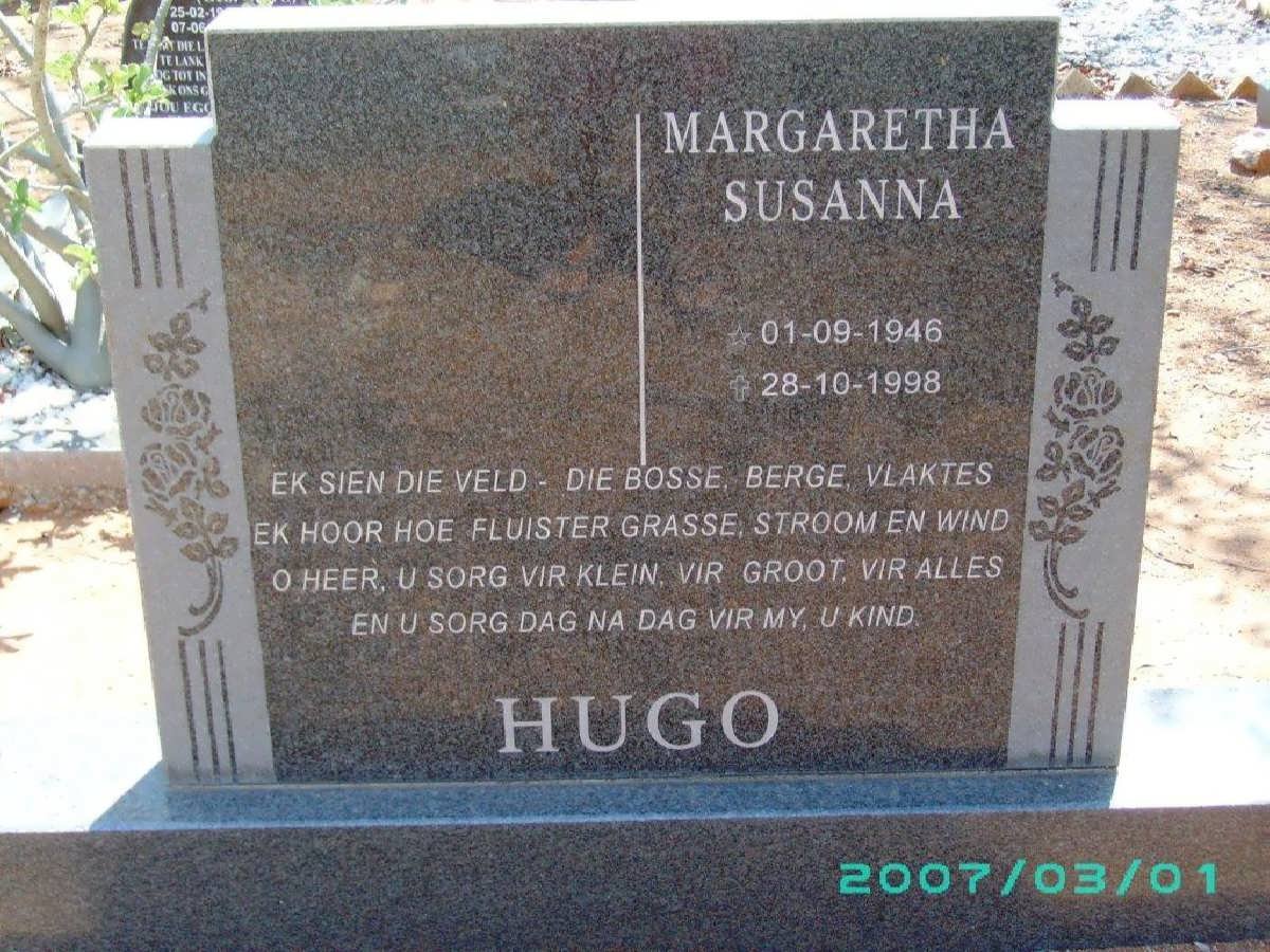 HUGO Margaretha Susanna 1946-1998