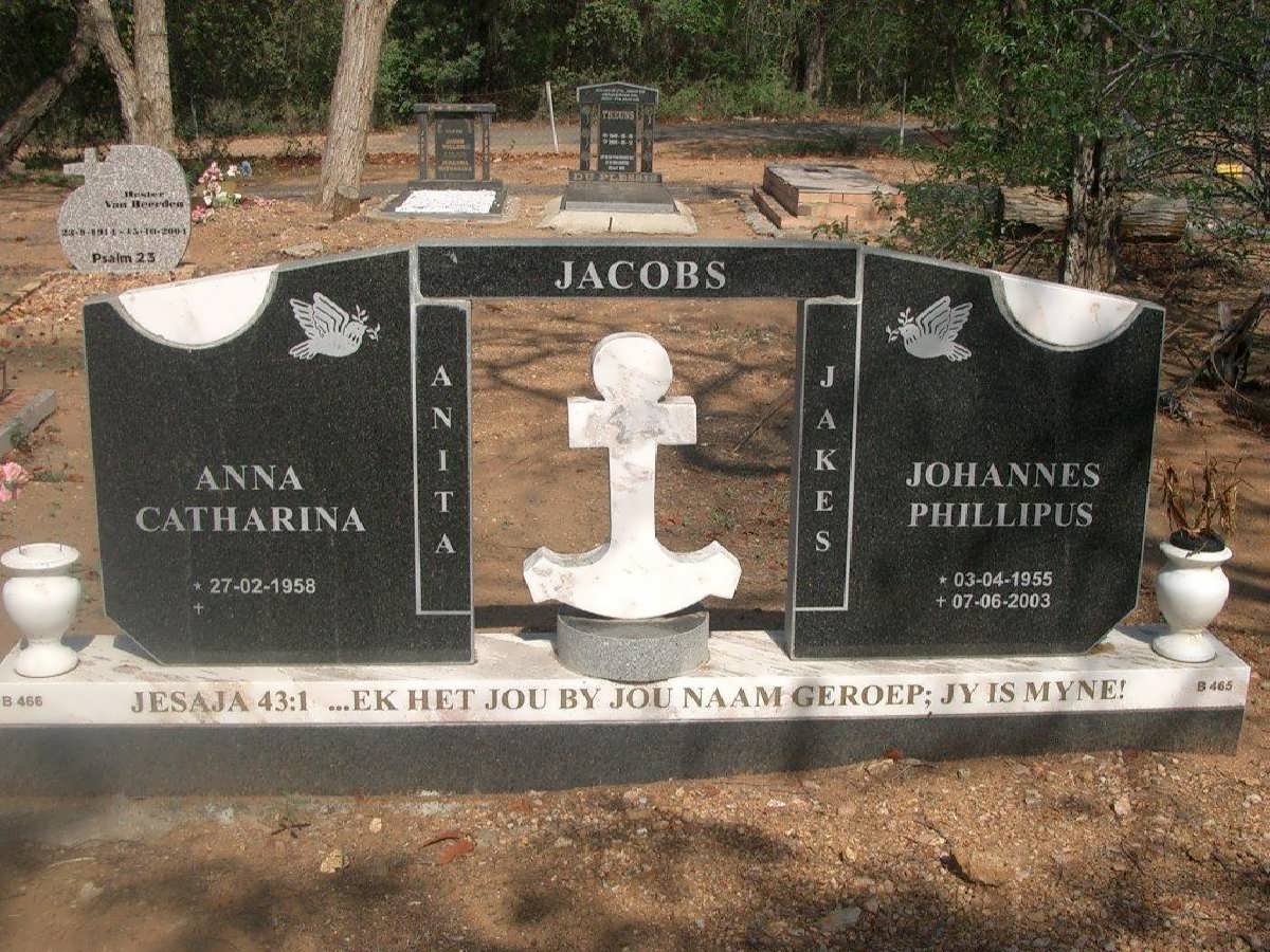JACOBS Johannes Phillipus 1955-2003 &amp; Anna Catharina 1958-
