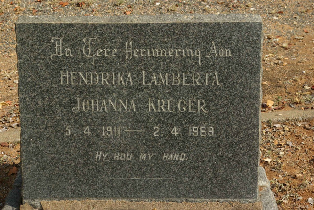 KRUGER Hendrika Lamberta Johanna 1911-1969