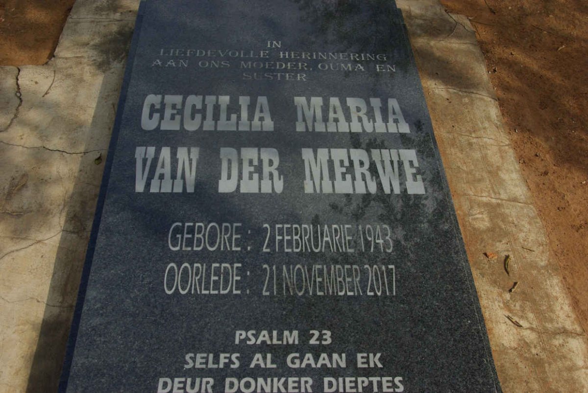 MERWE Cecilia Maria, van der 1943-2017