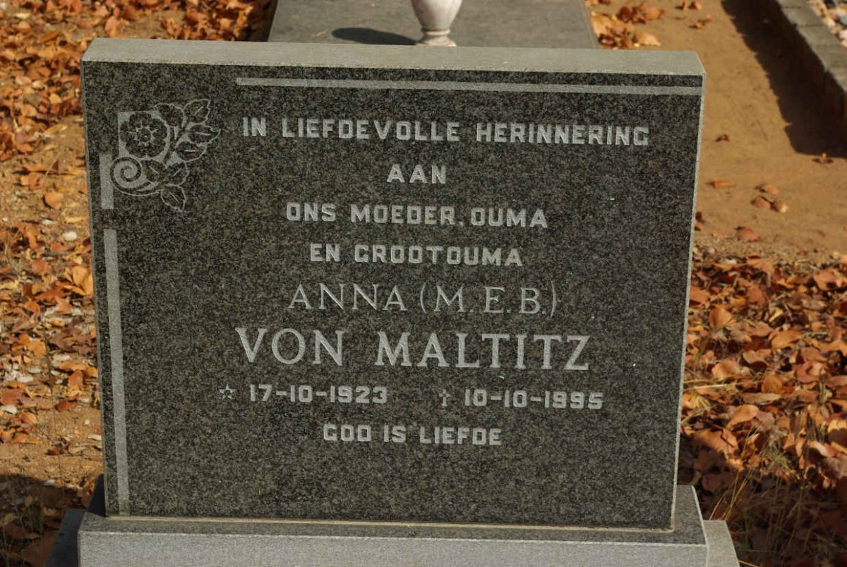 MALTITZ Anna M.E.B., von 1923-1995
