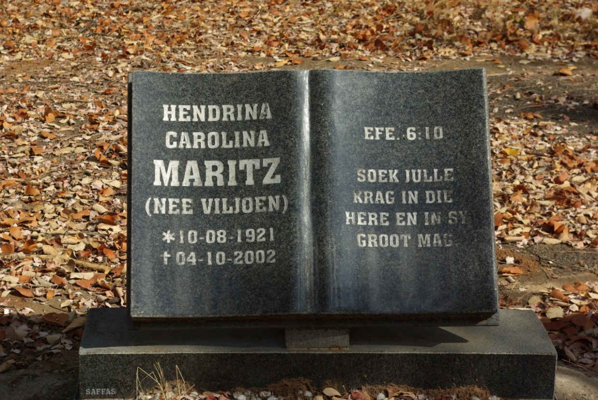 MARITZ Hendrina Carolina nee VILJOEN 1921-2002