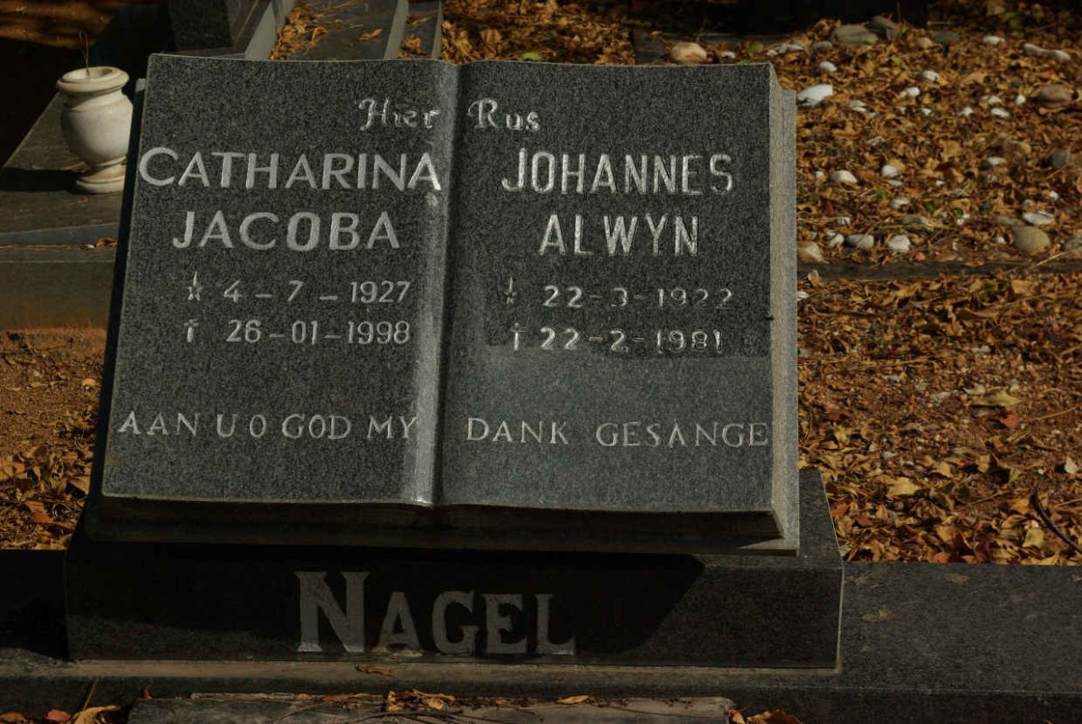 NAGEL Johannes Alwyn 1927-1981 & Catharina Jacoba 1927-1998