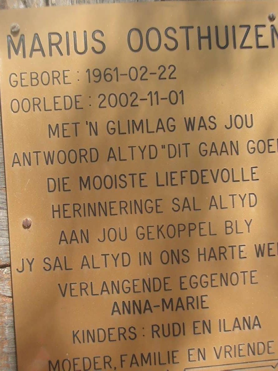 OOSTHUIZEN Marius 1961-2002