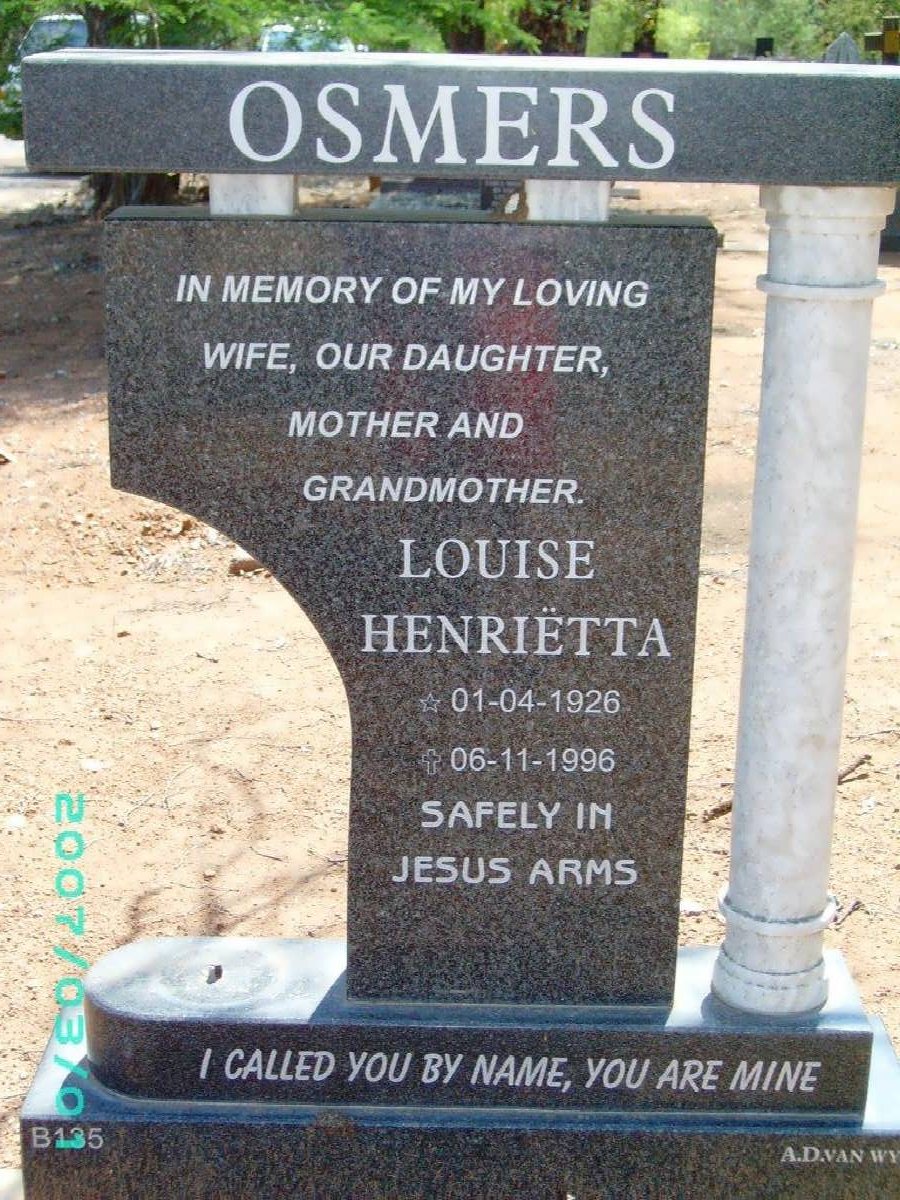 OSMERS Louisa Henrietta 1926-1996