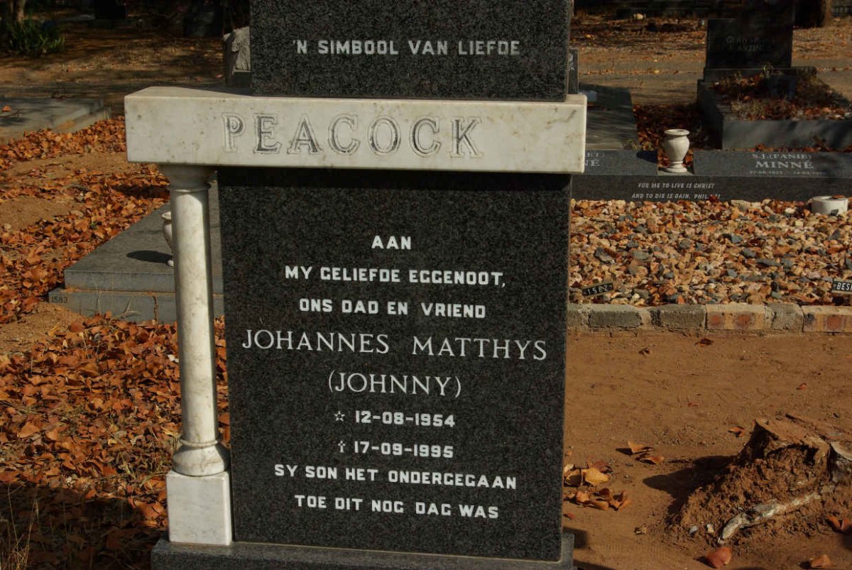 PEACOCK Johannes Matthys 1954-1995