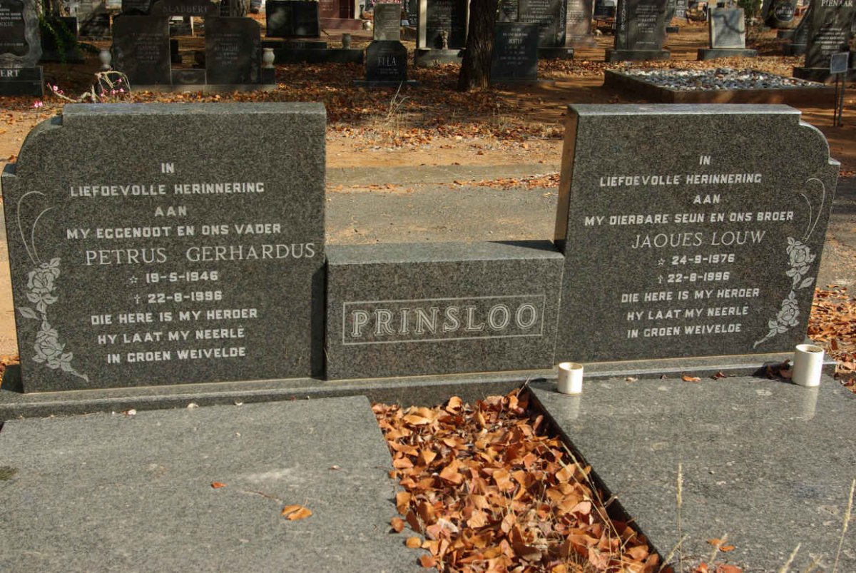 PRINSLOO Petrus Gerhardus 1946-1996 :: PRINSLOO Jaques Louw 1976-1996