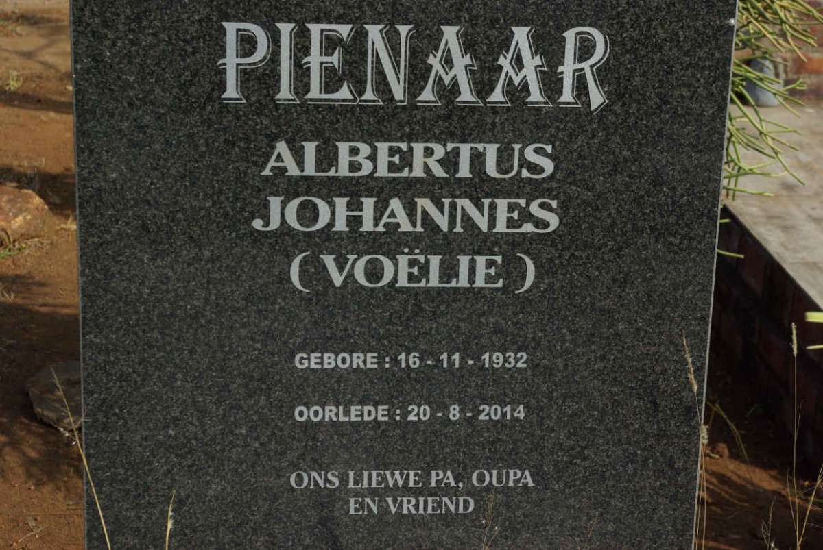 PIENAAR Albertus Johannes 1932-2014