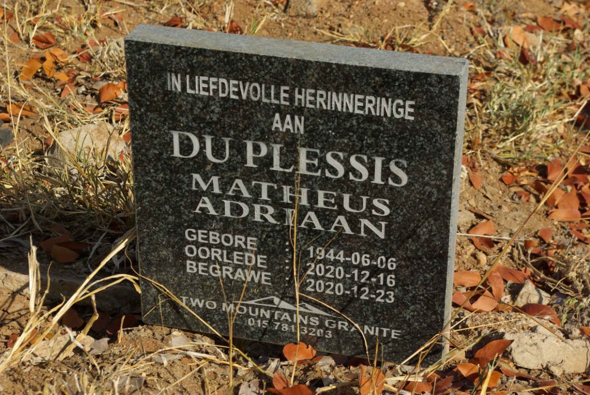 PLESSIS Matheus Adriaan, du 1944-2020