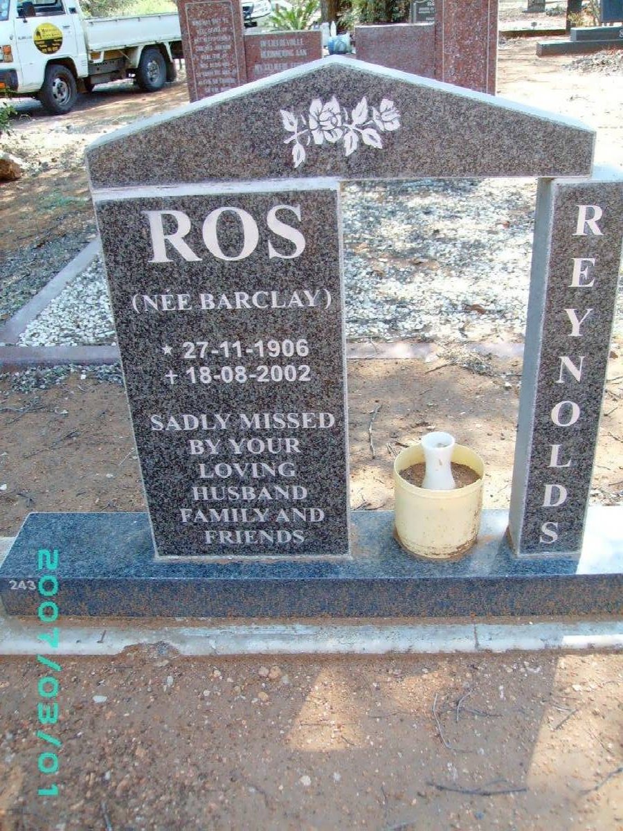 REYNOLDS Ros nee BARCLAY 1906-2002