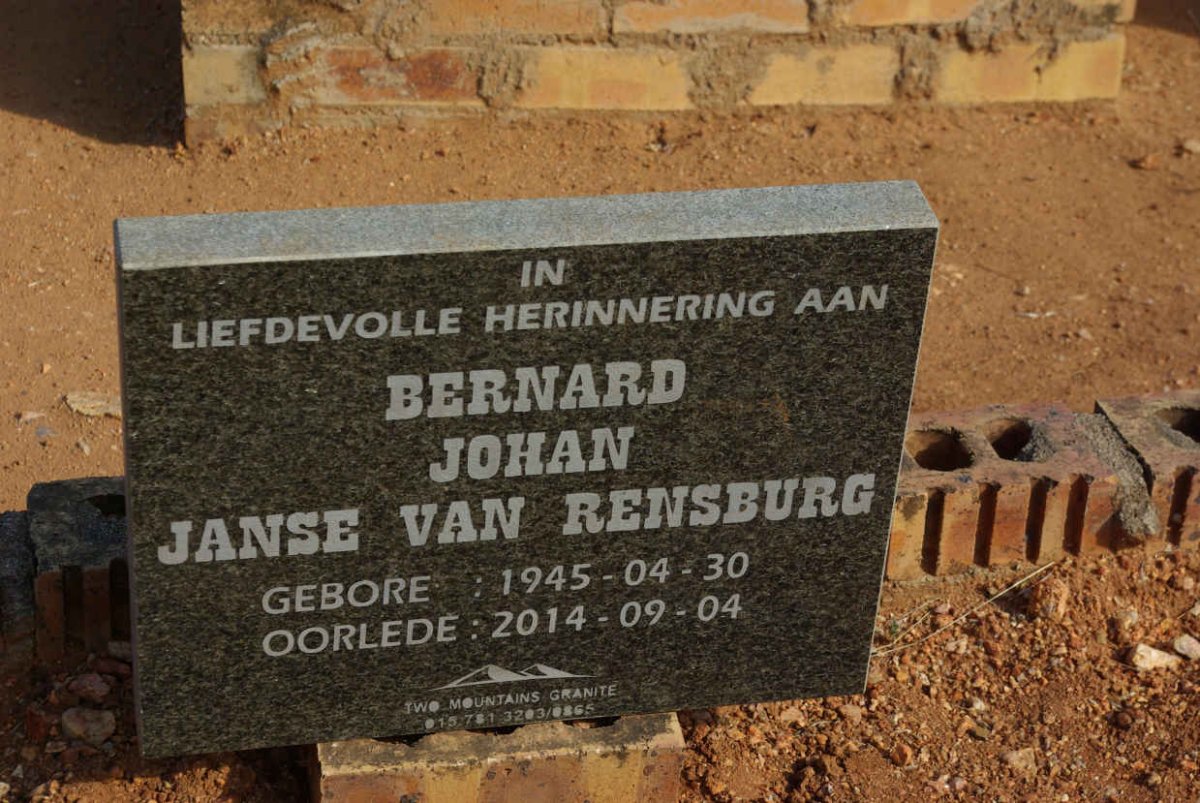 RENSBURG Bernard Johan, Janse van 1945-2014