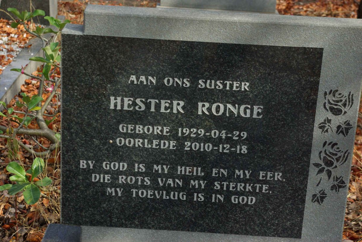 RONGE Hester 1929-2010