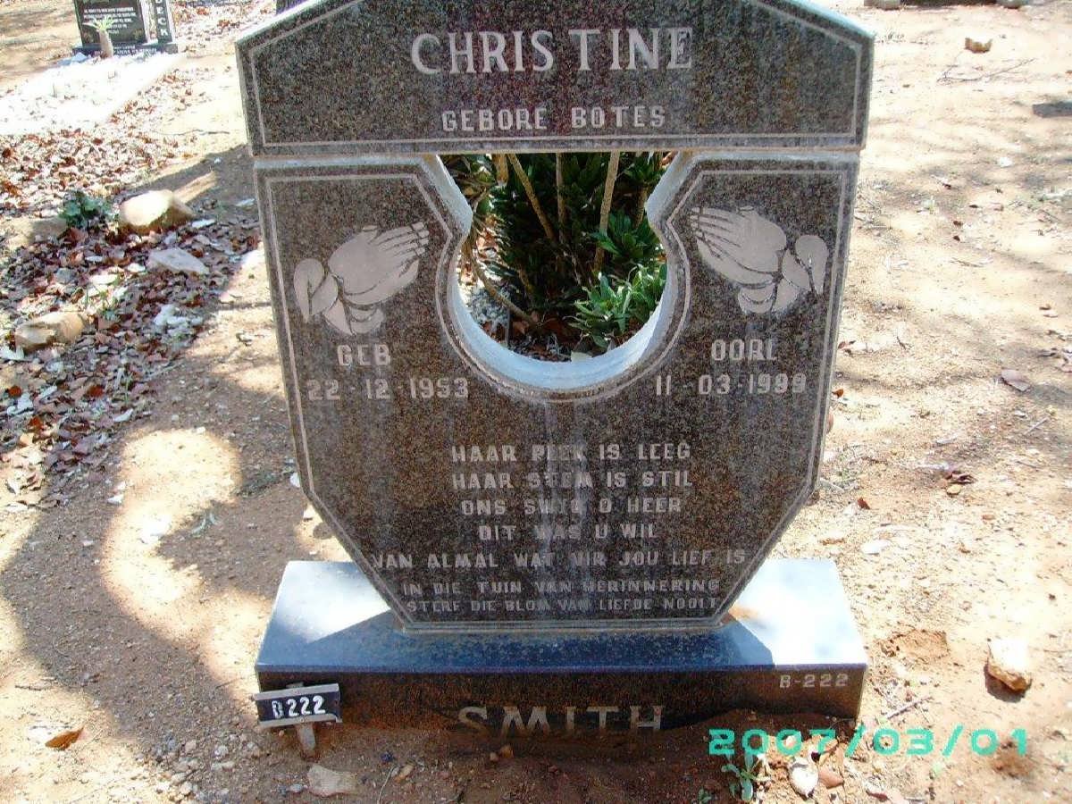 SMITH Christine nee BOTES 1953-1999