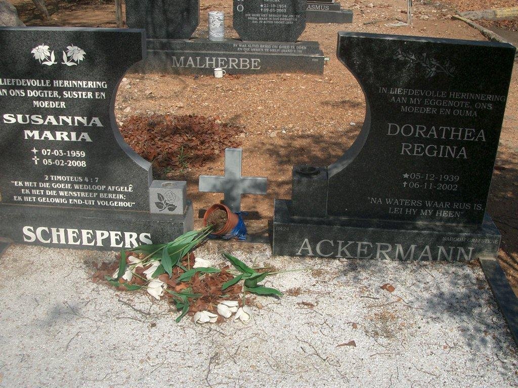SCHEEPERS Susanna Maria 1959-2008 :: ACKERMANN Dorathea Regina 1939-2002