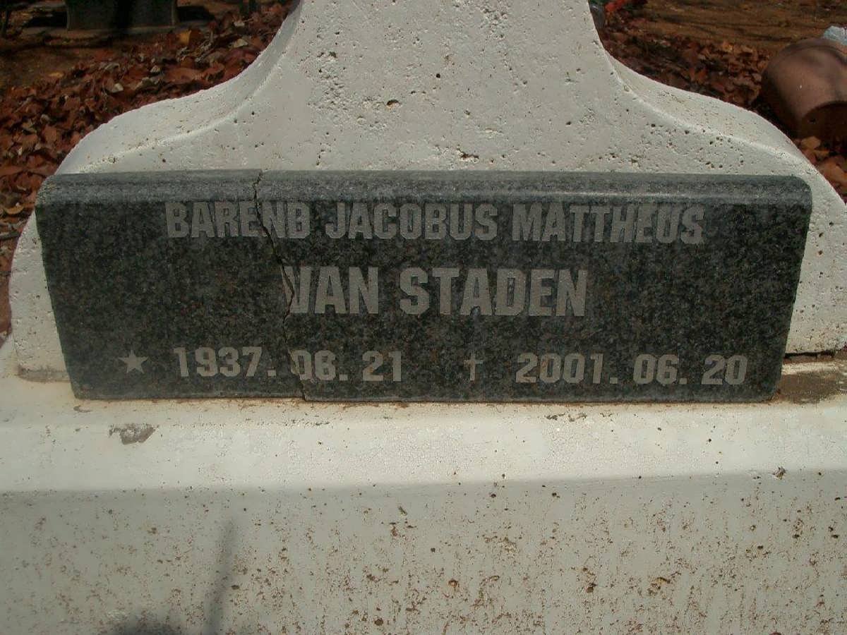 STADEN Barend Jacobus Mattheus, van 1937-2001