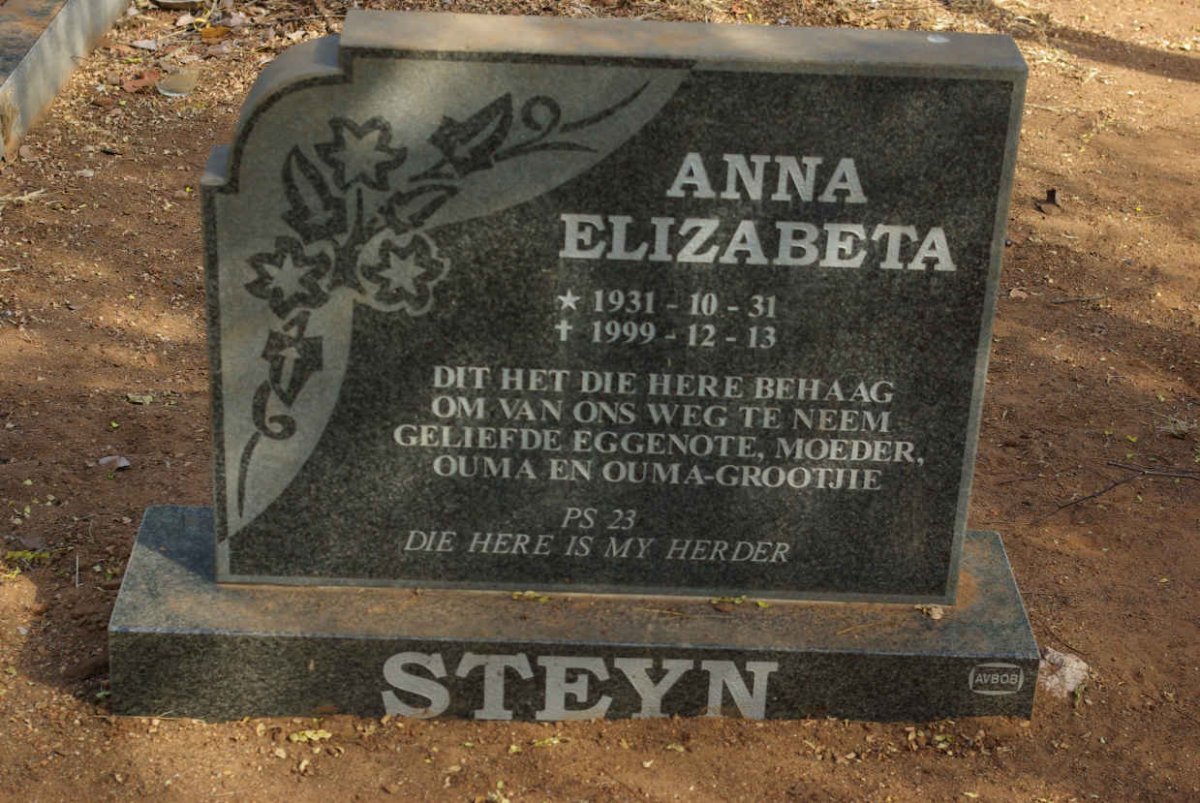 STEYN Anna Elizabeta 1931-1999