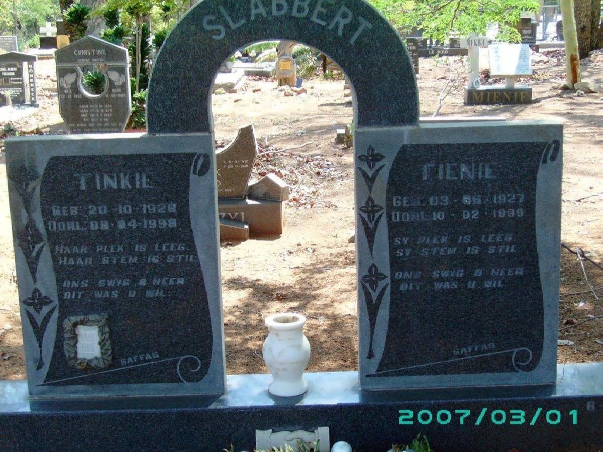 SLABBERT Tienie 1927-1999 &amp; Tinkie 1928-1998
