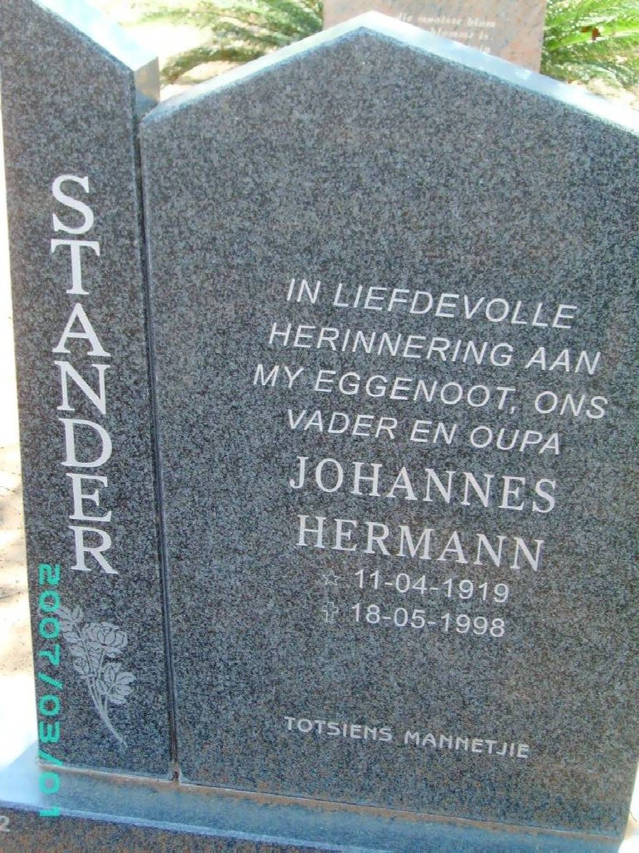 STANDER Johannes Hermann 1919-1998