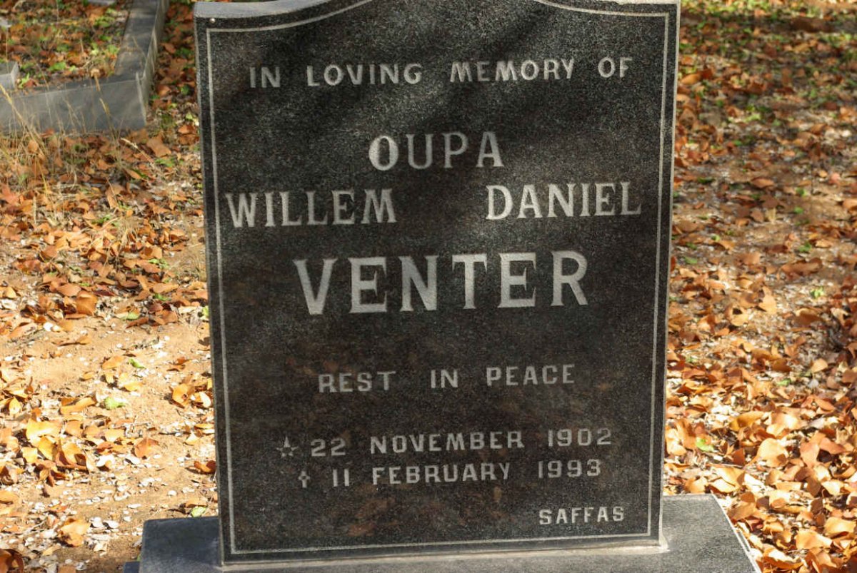 VENTER Willem Daniel 1902-1993