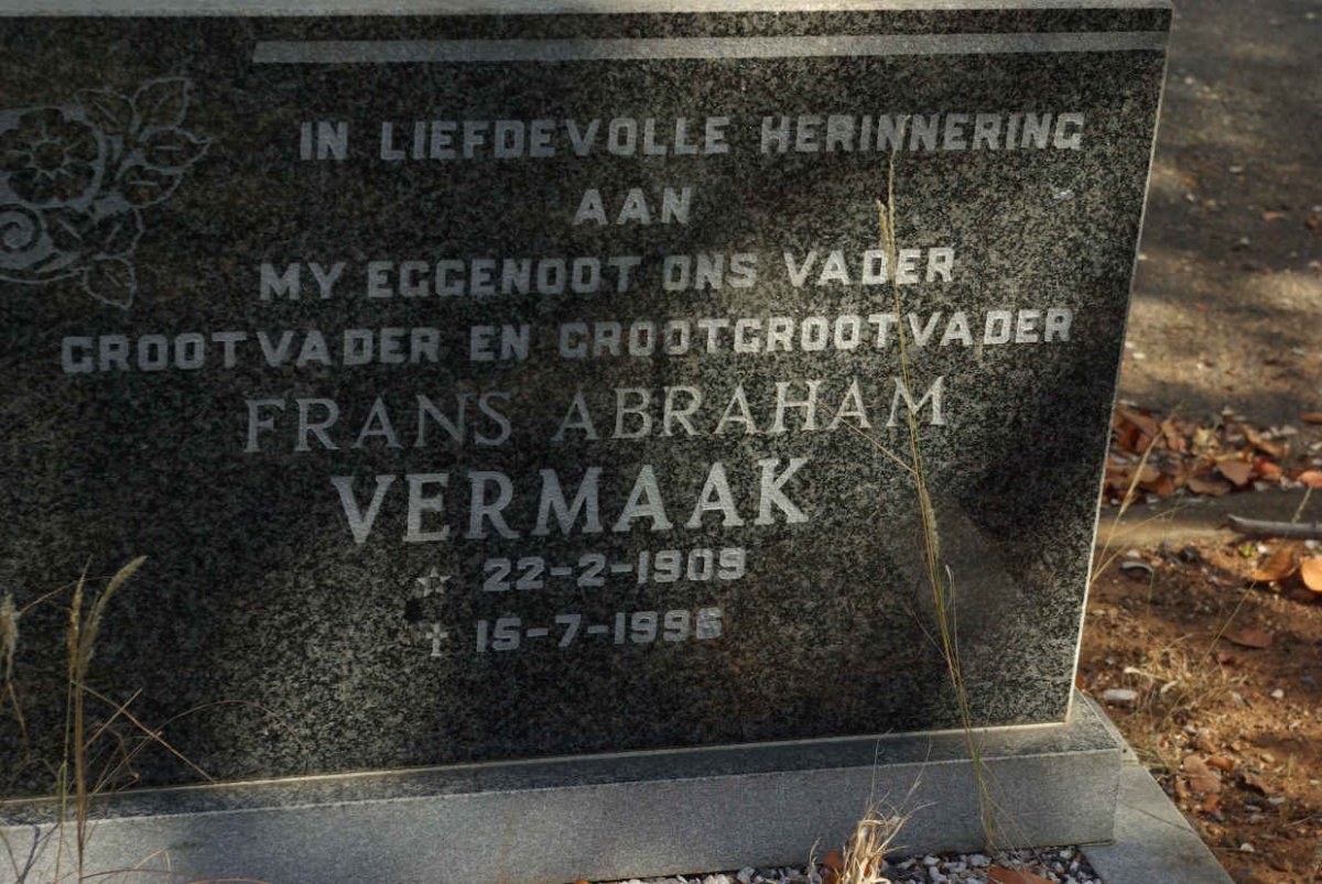 VERMAAK Frans Abraham 1909-1996