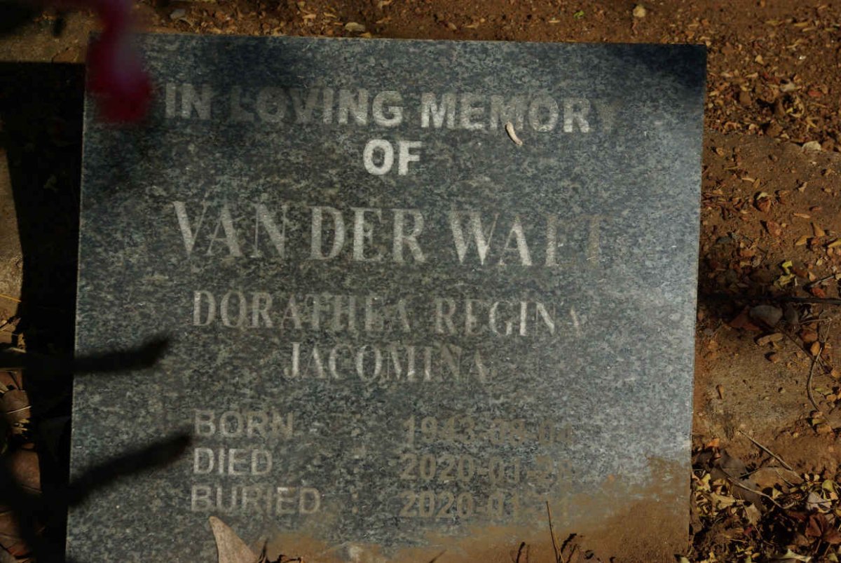 WALT Dorothea Regina Jacomina, van der 1943-2020