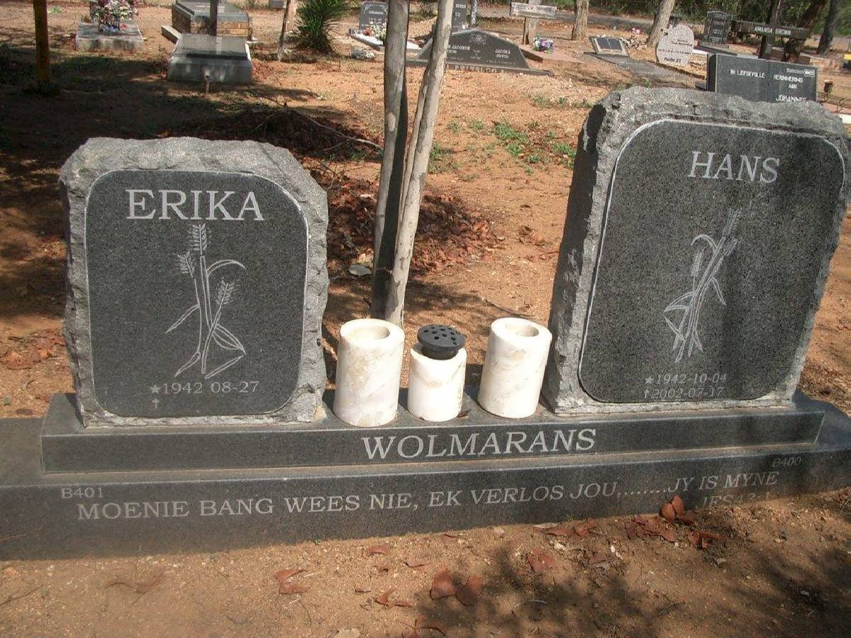 WOLMARANS Hans 1942-2002 &amp; Erika 1942-