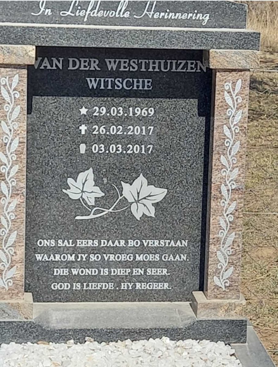 WESTHUIZEN Witsche, van der 1969-2017