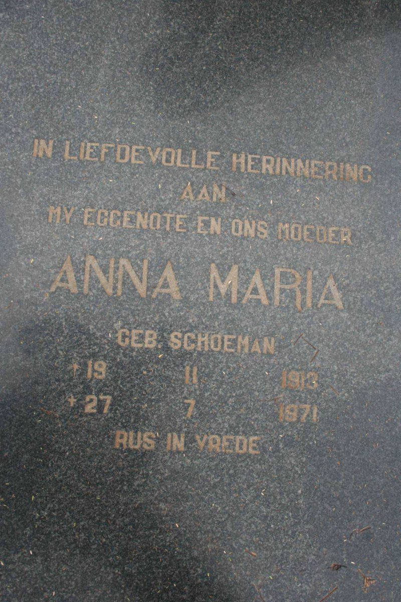 LANGE Anna Maria, de nee SCHOEMAN 1913-1971