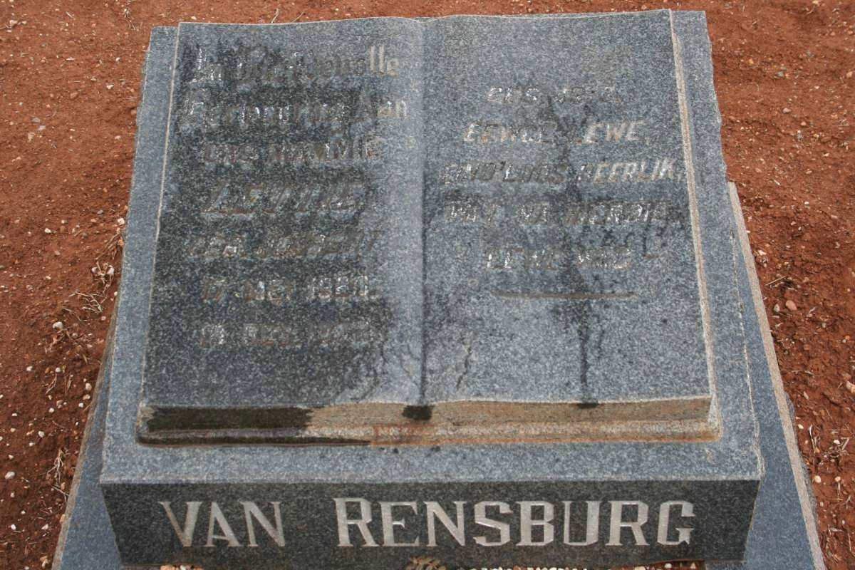 RENSBURG Lettie, van nee JOUBERT 1920-1972