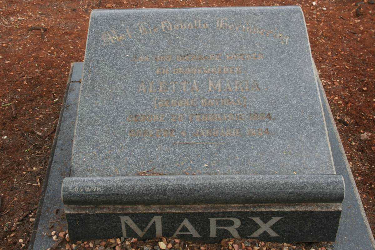MARX Aletta Maria nee BOTHMA 1884-1964