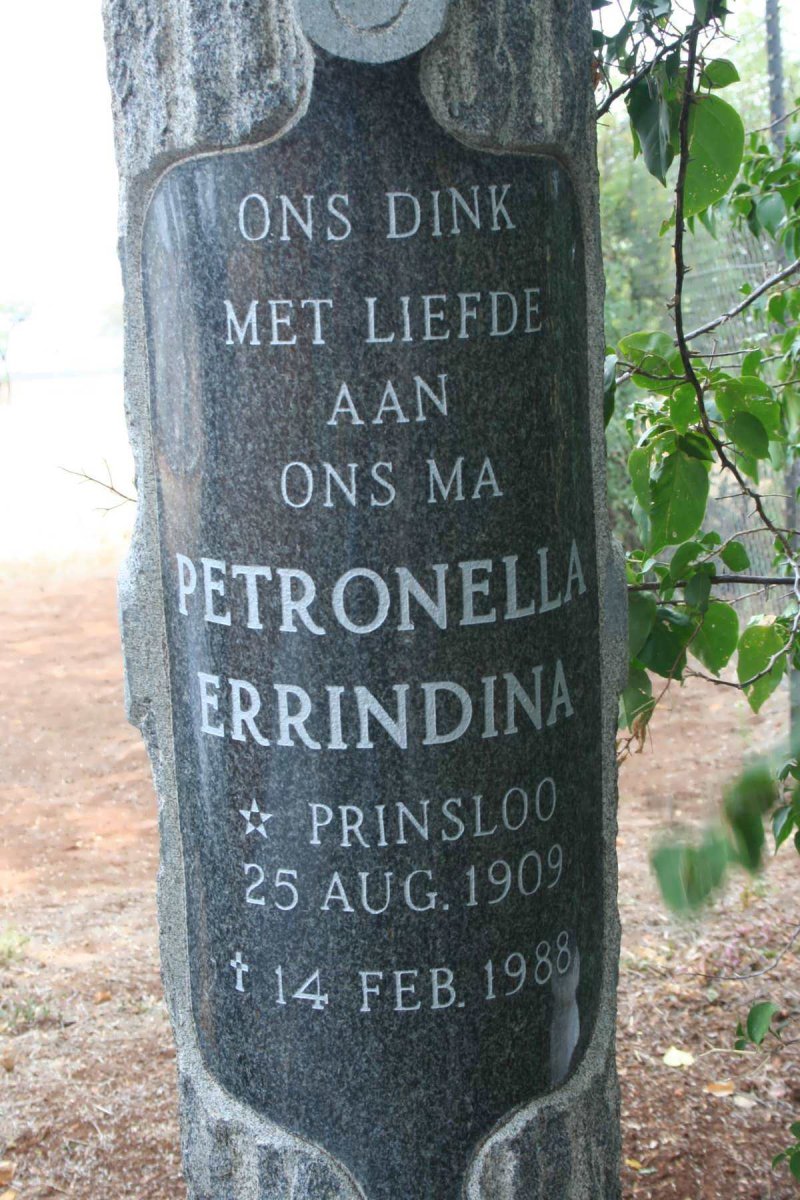 NIEUWENHUIZEN Petronella Errindina, Jansen van nee PRINSLOO 1909-1988