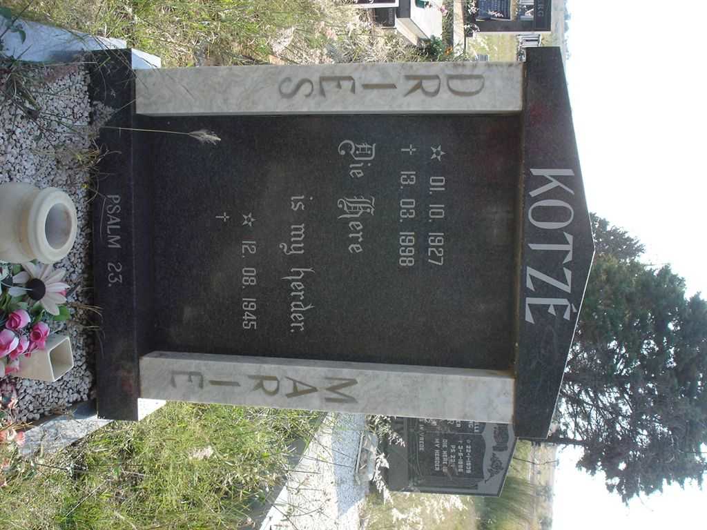 KOTZE Dries 1927-1998 &amp; Marie 1945-