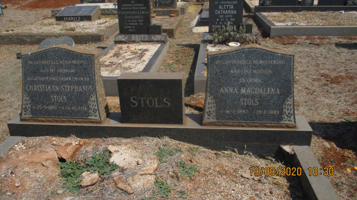 STOLS Christiaan Stephanus 1892-1976 &amp; Anna Magdalena 1897-1982