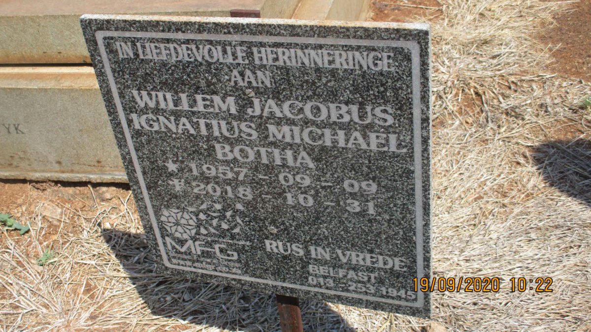 BOTHA Willem Jacobus Ignatius Michael 1957-2018