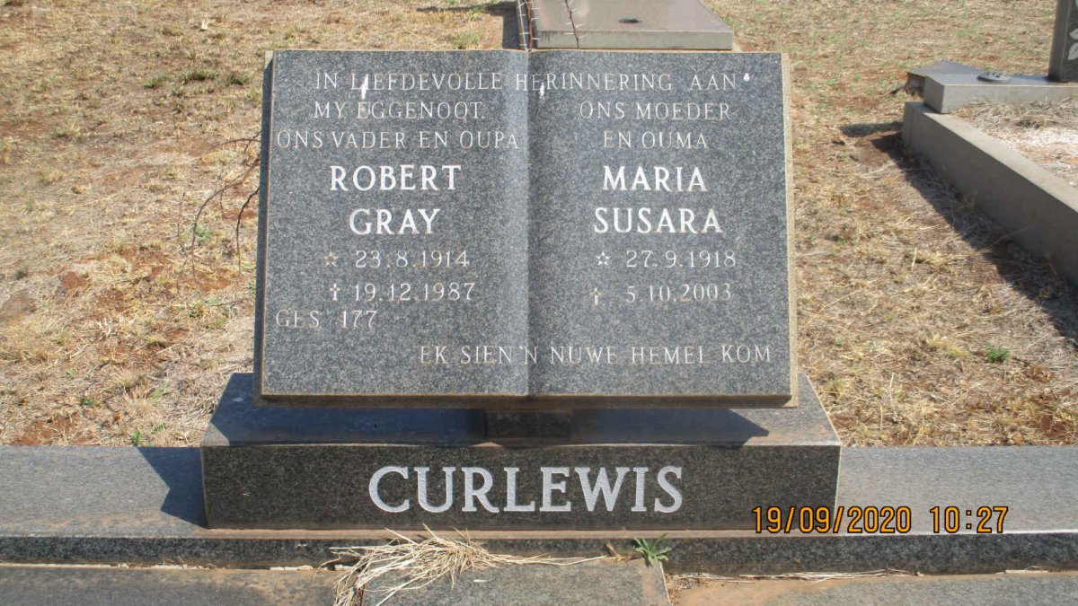 CURLEWIS Robert Gray 1914-1987 &amp; Maria Susara 1918-2003