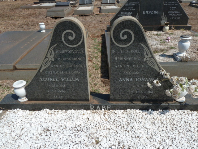 RABE Schalk Willem 1913-1986 &amp; Anna Johanna -2002