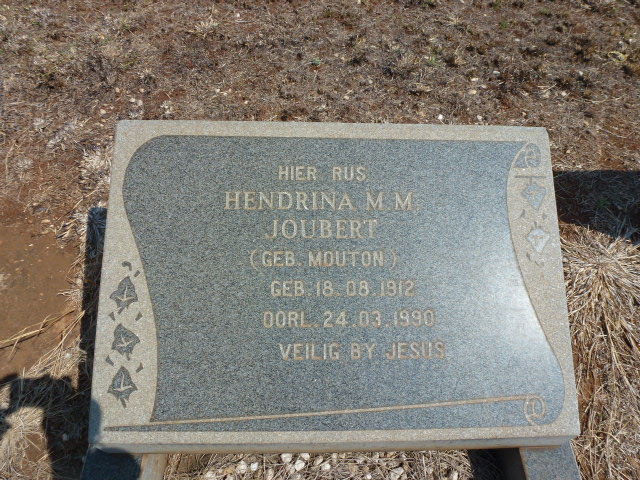 JOUBERT Hendrina M.M. nee MOUTON 1912-1990