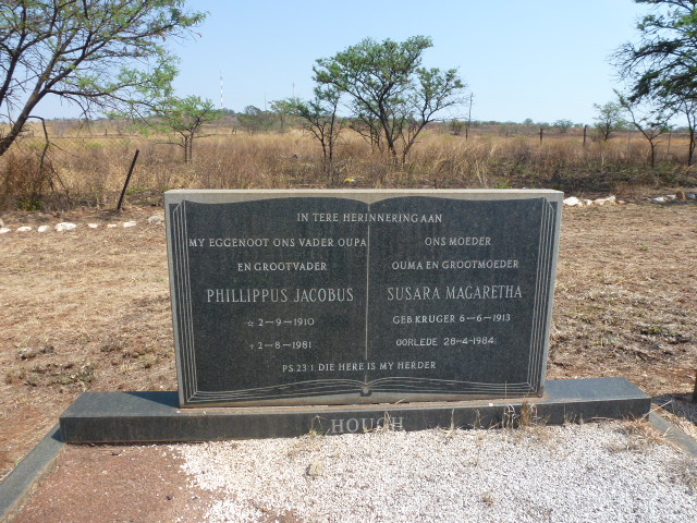 HOUGH Phillippus Jacobus 1910-1981 &amp; Susara Magaretha KRUGER 1913-1984